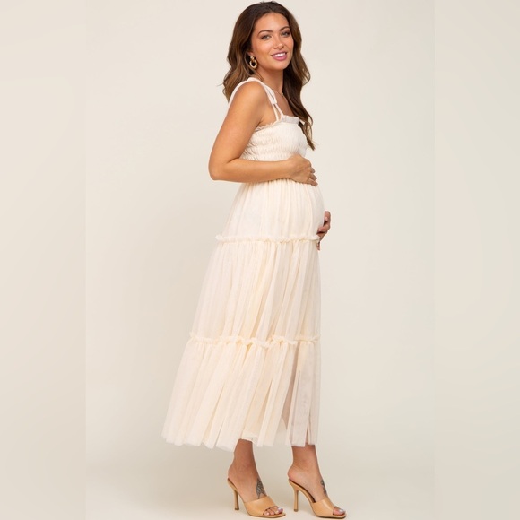 Pinkblush smocked top tulle midi dress nwot - Picture 3 of 6